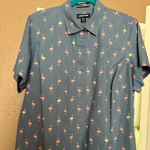 Lands' End 18W No Iron 100% Supima Cotton Short Sleeve Button Down Shirt